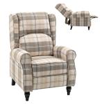 Khaki Push Back Recliner Chair with Footrest