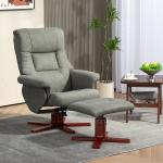 HOMCOM Adjustable Recliner Chair with Footstool - Grey