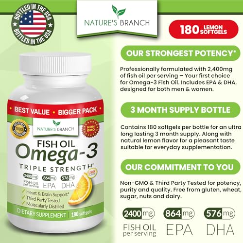 Triple Strength Omega 3 Fish Oil Softgels