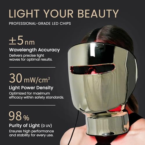 7-Color LED Light Therapy Face & Neck Mask with Infrared & Red Light Therapy