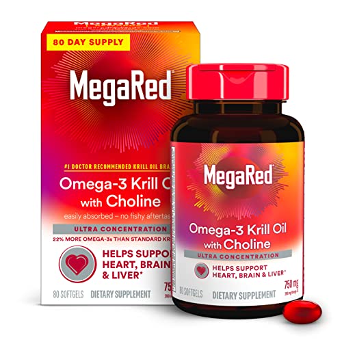 MegaRed Krill Oil 750mg Omega-3 Supplement 80 Softgels