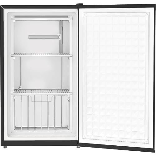 Honeywell ‎H3UFB Compact Upright Freezer, 3 Cubic Feet, Single Door Upright Freezer with Reversible Door, for Home, Dorms, Apartment, Office- Black