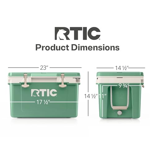 RTIC Ultra-Light 32 Quart Hard Cooler Insulated Portable Ice Chest Box for Drink, Beverage, Beach, Camping, Picnic, Fishing, Boat, Barbecue, 30% Lighter Than Rotomolded Coolers, Sage/Beach
