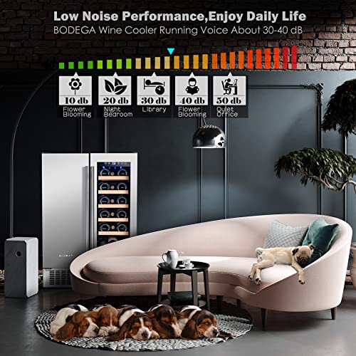 BODEGA ‎YC120-2D-FD 24 Inch Beverage and Wine Cooler, Built-in and Freestanding Wine Beverage Refrigerator Dual Zone, Holds 57 Cans and 18 Bottles, with Independent Temperature Control,Upgraded Compressor Quiet