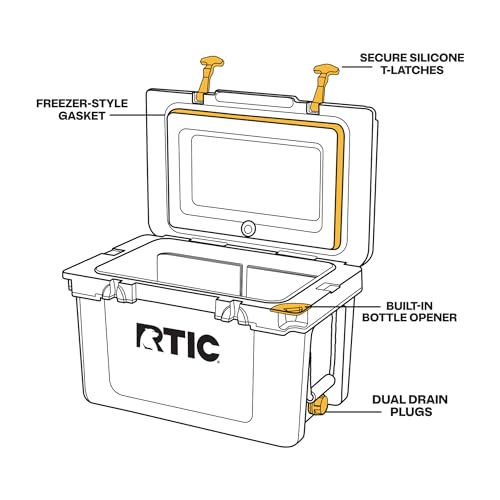 RTIC Ultra-Light 32 Quart Hard Cooler Insulated Portable Ice Chest Box for Drink, Beverage, Beach, Camping, Picnic, Fishing, Boat, Barbecue, 30% Lighter Than Rotomolded Coolers, Sage/Beach