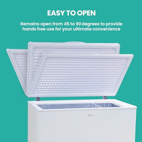 Koolatron ‎KTCF195 AZ Large Chest Freezer, 7.0 cu ft (195L), White, Manual Defrost Deep Freeze, Storage Basket, Space-Saving Flat Back, Stay-Open Lid, Front-Access Drain, for Basement, Laundry Room, Cottage