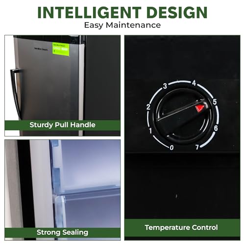 Hamilton Beach ‎HBFRF1115 Upright Freezer, Deep Freeze, Stainless Steel Freezer with Drawer Compartments, 11 cu. ft. Freezer – 25”D x 23.6”W x 66.5”H