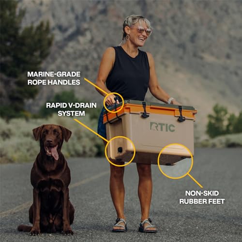 RTIC Ultra-Light 32 Quart Hard Cooler Insulated Portable Ice Chest Box for Drink, Beverage, Beach, Camping, Picnic, Fishing, Boat, Barbecue, 30% Lighter Than Rotomolded Coolers, Sage/Beach