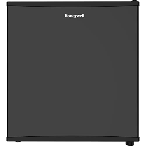 Honeywell H16MRB Compact Refrigerator 1.6 Cu Ft Mini Fridge with Freezer, Single Door, Low noise, for Bedroom, Office, Dorm with Adjustable Temperature Settings, Black