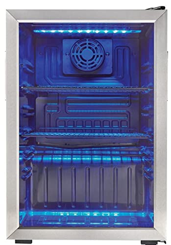 Danby DBC026A1BSSDB 95 Can Beverage Center, 2.6 Cu.Ft Refrigerator for Basement, Dining, Living Room, Drink Cooler Perfect for Beer, Pop, Water, Black/Stainless-Steel