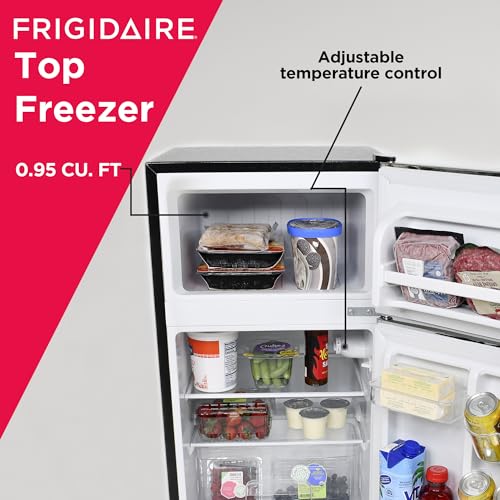Frigidaire EFR341 Compact Small Top-Freezer Refrigerator, Stainless Steel Mini Bar Fridge Platinum Series-21.26" D x 17.83" W x 33.5" H, 3.2 cu ft Double Door