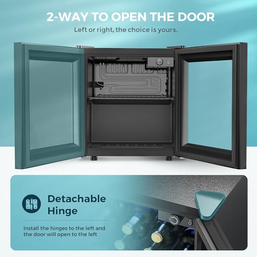 EUHOMY ‎BR-55H 55 Can Beverage Refrigerator cooler-Mini Fridge Glass Door for Beer Drinks Wines, Freestanding Beverage Fridge with Adjustable Shelves Blue LED for Home/Office/Dorm/Bar (1.3cu.ft)