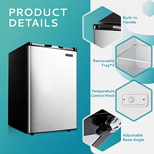 EUHOMY ‎MF-30-Y Upright freezer, 3.0 Cubic Feet, Single Door Compact Mini Freezer with Reversible Stainless Steel Door, Small freezer for Home/Dorms/Apartment/Office (Silver)