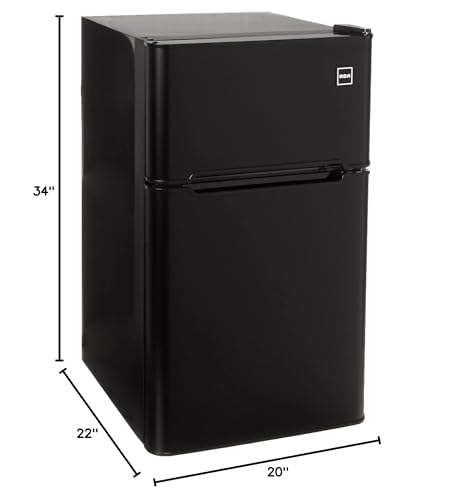 RCA B00Q477Z5Q- 2-Door - Compact Refrigerator/Freezer - Reversible Doors - Adjustable Thermostat - 3.2 Cu. Ft. - Black,