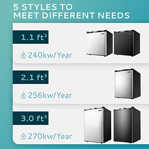 EUHOMY ‎MF-30-Y Upright freezer, 3.0 Cubic Feet, Single Door Compact Mini Freezer with Reversible Stainless Steel Door, Small freezer for Home/Dorms/Apartment/Office (Silver)