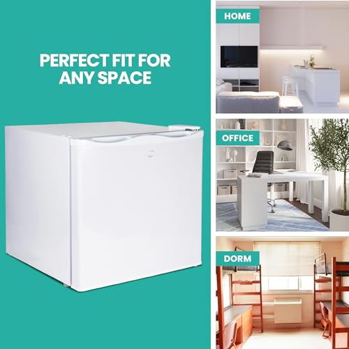 Koolatron ‎KTUF34 AZ Mini Upright Freezer 1.2 cu ft (34L) White, Manual Defrost, Space-Saving Flat Back, Reversible Door, Wire Shelf, for Apartment, Condo, Office, RV, Cabin, Dorm Room, Home Bar