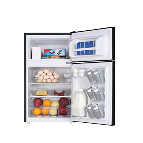 RCA B00Q477Z5Q- 2-Door - Compact Refrigerator/Freezer - Reversible Doors - Adjustable Thermostat - 3.2 Cu. Ft. - Black,