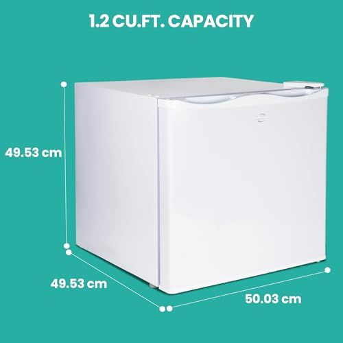Koolatron ‎KTUF34 AZ Mini Upright Freezer 1.2 cu ft (34L) White, Manual Defrost, Space-Saving Flat Back, Reversible Door, Wire Shelf, for Apartment, Condo, Office, RV, Cabin, Dorm Room, Home Bar