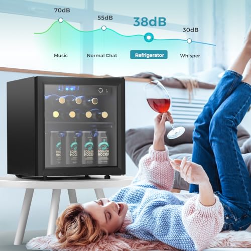 EUHOMY ‎BR-55H 55 Can Beverage Refrigerator cooler-Mini Fridge Glass Door for Beer Drinks Wines, Freestanding Beverage Fridge with Adjustable Shelves Blue LED for Home/Office/Dorm/Bar (1.3cu.ft)