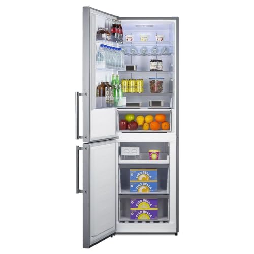 Summit Appliance FFBF235PL 24" Wide Bottom Freezer Refrigerator, Energy Star, LED Lighting, Stainless Steel (LHD)