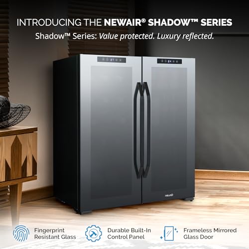 NewAir ‎NWB077BKD0 27" Wine and Beverage Refrigerator, 18 Bottle and 59 Can Dual Zone Drink Cooler, Beverage and Wine Cooler Refrigerator with Double-Layer Tempered Glass Door