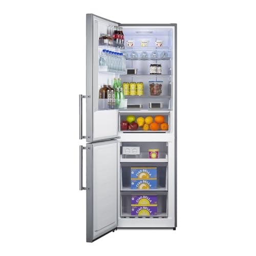 Summit Appliance FFBF235PL 24" Wide Bottom Freezer Refrigerator, Energy Star, LED Lighting, Stainless Steel (LHD)