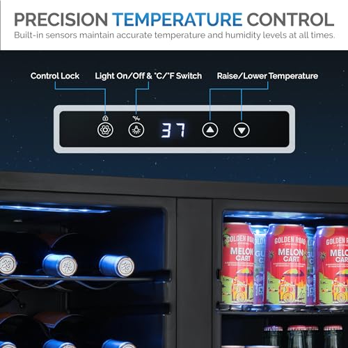 NewAir ‎NWB077BKD0 27" Wine and Beverage Refrigerator, 18 Bottle and 59 Can Dual Zone Drink Cooler, Beverage and Wine Cooler Refrigerator with Double-Layer Tempered Glass Door