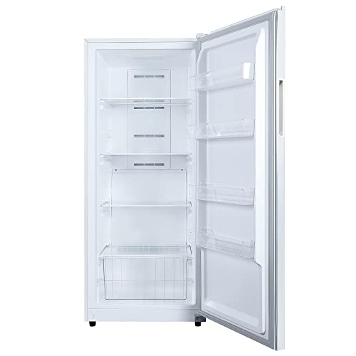 Hamilton Beach HZ4941 14 cu ft Upright CONVERTIBLE Fridge/Freezer-Frost Free-Reversible Door-Removable Glass Shelves-LED Interior Light, White