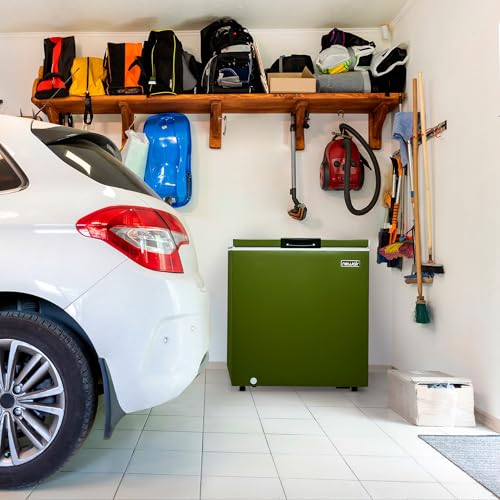 Newair NFT050GN00 5 Cu. Ft. Chest Freezer with Removable Basket, Quiet Deep Freezer, Digital Temperature Control, Top Open Door Alarm, Fast Freeze Mode, Mini Freezer, Garage Storage, Olive Green