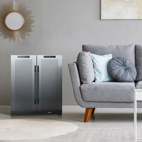 NewAir ‎NWB077BKD0 27" Wine and Beverage Refrigerator, 18 Bottle and 59 Can Dual Zone Drink Cooler, Beverage and Wine Cooler Refrigerator with Double-Layer Tempered Glass Door