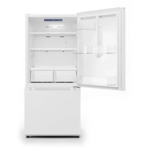 Midea MRB19B7AWW 18.7 Cu. Ft. Bottom Mount Freezer Refrigerator with Electronic Control, Reversible Door Swing and LED Interior Lighting, White 