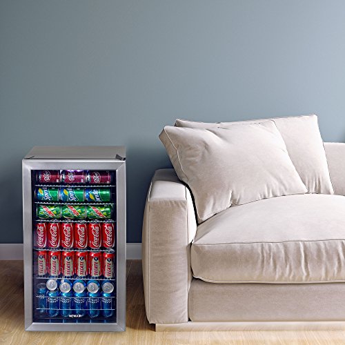 NewAir ‎AB-1200 Beverage Refrigerator Cooler | 126 Cans Free Standing with Right Hinge Glass Door | Mini Fridge Beverage Organizer Perfect For Beer, Wine, Soda, And Cooler Drinks