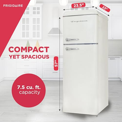 FRIGIDAIRE EFR756-CREAM Retro Refrigerator, 2 Door, 7.5 cu ft