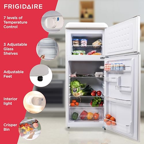 FRIGIDAIRE EFR756-CREAM Retro Refrigerator, 2 Door, 7.5 cu ft