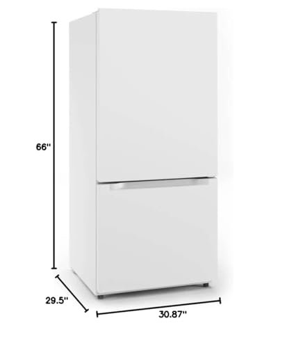Midea MRB19B7AWW 18.7 Cu. Ft. Bottom Mount Freezer Refrigerator with Electronic Control, Reversible Door Swing and LED Interior Lighting, White 