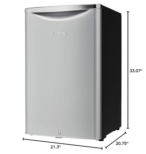 Danby DAR044A6DDB Contemporary Classic 4.4 Cu.Ft. Mini Fridge, Compact Refrigerator for Bedroom, Living Room, Bar, Dorm, Kitchen, Office, E-Star in Silver, 3 Sq Ft