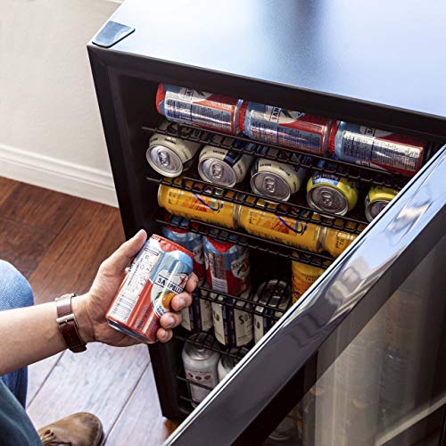 NewAir ‎AB-1200B Beverage Refrigerator Cooler | 126 Cans Free Standing with Right Hinge Glass Door Beverage Cooler | Mini Fridge Beverage Organizer For Beer, Wine, Soda, And Cooler Drinks