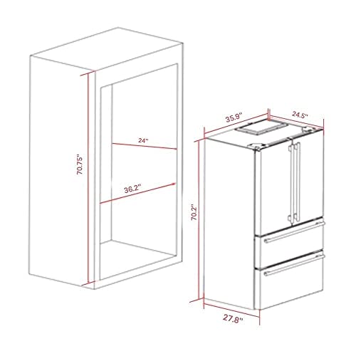 Forno Salerno 36" ‎FFRBI1844-36SB French Door Refrigerator and Freezer- Stainless Steel