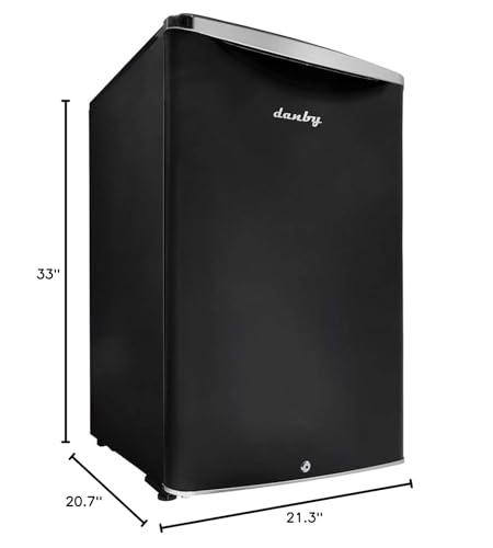 Danby DAR044A6MDB 4.4 Cu.Ft. Mini Fridge, Compact Refrigerator For Bedroom, Living Room, Bar, Dorm, Kitchen, Office, E-Star In Black With Lock