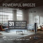 Lasko EST100 Elevation 42”-54” Adjustable Height Pedestal Tower Fans for Home, 31 ft/s Airflow, Quiet 28 dB on Low, 90° Oscillation, 12 Hour Timer, Remote Control, Black