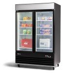 Peak Cold Double Door Upright Commercial Display Freezer - Large Capacity Glass Door Merchandiser Freezer; 45 CU Ft.