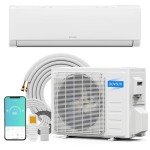 ROVSUN B0BTYW4X3Z 12000 BTU 115V 19 SEER Efficient Ductless Mini Split Inverter Plus System with Heat Pump and Dehumidification, Auto Defrost, 24 Hour Timer, Sleep Mode