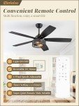 Fanbulous FSDWL01 Farmhouse Ceiling Fans with Lights and Remote, 52 Inch Black Industrial Caged Ceiling Fans for Bedroom Living Room Kitchen, 6 Speed Reversible Quiet DC Motor, Dual Finish 5 Blades