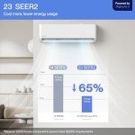 DELLA ‎048-TP-12K1V-22S-I+O Optima Series 12,000 BTU Wifi Mini Split AC, Work with Alexa,Energy Star 115V 22 SEER2 Cools Up to 550 Sq.Ft Inverter Air Conditioner with 1 Ton Pre-Charged Heat Pump & 16.4ft Installation Kits