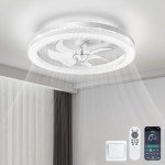 Acesal Y333 Ceiling Fans with Lights and Remote-20‘’ Modern Smart Ceiling Fan,Reversible, 3000K-6600K Dimmable,6 Speeds,Noiseless, Low Profile Ceiling Fan for Bedroom/Living Room/Kitchen- White