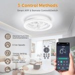 Acesal Y333 Ceiling Fans with Lights and Remote-20‘’ Modern Smart Ceiling Fan,Reversible, 3000K-6600K Dimmable,6 Speeds,Noiseless, Low Profile Ceiling Fan for Bedroom/Living Room/Kitchen- White