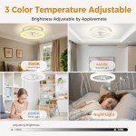 Acesal Y333 Ceiling Fans with Lights and Remote-20‘’ Modern Smart Ceiling Fan,Reversible, 3000K-6600K Dimmable,6 Speeds,Noiseless, Low Profile Ceiling Fan for Bedroom/Living Room/Kitchen- White