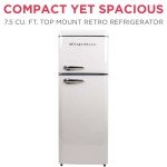 FRIGIDAIRE EFR756-CREAM Retro Refrigerator, 2 Door, 7.5 cu ft