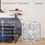 Lasko 3720 20″ Weather-Shield Performance Box Fan-Features Innovative Wind Ring System for Up to 30% More Air