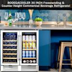 BODEGA ‎UL-JC-170DR 30 Inch Wine and Beverage Refrigerator, Dual Zone Wine Cooler, with Digital Touch Control and 2 Safety Locks,Soft LED Light Hold 31 Bottles and 92 Cans, Built-In or Freestanding